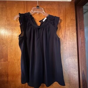 navy blue, lace sleeve blouse